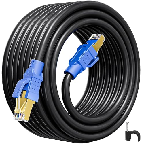 Soibke Netzwerkkabel 10 Meter Cat 8, Lan Kabel 10m EthernetKabel Schwarz 40Gbps 2000MHz Internet Kabel High Speed Wifi Kabel Gigabit Patchkabel FTP RJ45 Kabel Geschirmt Wlan Kabel für Router von Soibke