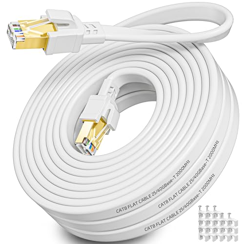 Cat 8 LAN Kabel 18m Hochgeschwindigkeits 40Gbits Internet Netzwerkkabel 18 meter Flach RJ45 2000MHz Geschirmt Ethernet Kabel Weiß, Wlan Kabel 18m Gigabit PatchKabel für Modem Router Switch Cat 8 LAN Kabel 18m Hochgeschwindigkeits 40Gbits Internet Netzwerkkabel 18 meter Flach RJ45 2000MHz Geschirmt Ethernet Kabel Weiß, Wlan Kabel 18m Gigabit PatchKabel für Modem Router Switch von Soibke