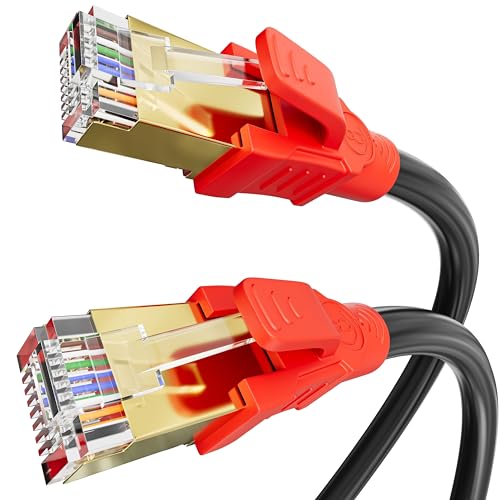 Soibke Cat 8 LAN Kabel 5m, 40Gbps 2000MHz Netzwerkkabel 5 Meter Außen Ethernet Kabel Geschirmt S/FTP Hochgeschwindigkeits RJ45 Kabel Gigabit 26AWG Wlan Internetkabel Lang Schwarz POE für Router von Soibke