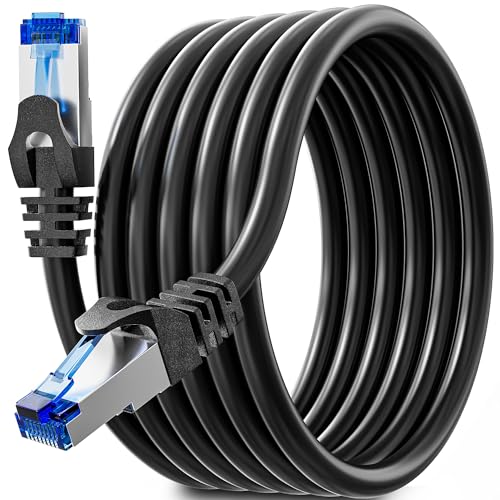 LAN Kabel 15 Meter Schwarz, Netzwerkkabel 15m Lang Ethernet Kabel Gigabit Hochgeschwindigkeits 1000Mbps Cat 6 15m Patchkabel RJ45 Internetkabel Wasserdicht für Router Switch Modem von Soibke