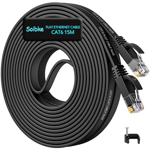LAN Kabel 15 Meter Flach, Netzwerkkabel 15m Dünn Cat 6 Internetkabel Lang Hochgeschwindigkeits Wlan Kabel 15 Meter Gigabit Ethernet Kabel Verlängerung Schwarz RJ45 Patchkabel für Switch Modem LAN Kabel 15 Meter Flach, Netzwerkkabel 15m Dünn Cat 6 Internetkabel Lang Hochgeschwindigkeits Wlan Kabel 15 Meter Gigabit Ethernet Kabel Verlängerung Schwarz RJ45 Patchkabel für Switch Modem von Soibke