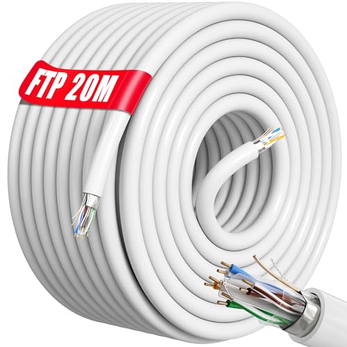 LAN Kabel 20 meter, Netzwerkkabel Verlegekabel 20m Cat 6 Ethernet Kabel Hochgeschwindigkeits Abschirmung | 23AWG, FTP Anti-Interferenz PIMF | Outdoor Indoor Wetterfest Installationskabel Datenkabel von Soibke