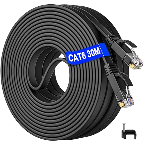 LAN Kabel 30 Meter, Cat 6 Ethernet Netzwerkkabel 30m Lang Flach, Hochgeschwindigkeits RJ45 Internetkabel Outdoor Indoor 1000Mbits Wlan Kabel 30m Schwarz Gigabit Patchkabel für Switch Modem LAN Kabel 30 Meter, Cat 6 Ethernet Netzwerkkabel 30m Lang Flach, Hochgeschwindigkeits RJ45 Internetkabel Outdoor Indoor 1000Mbits Wlan Kabel 30m Schwarz Gigabit Patchkabel für Switch Modem von Soibke