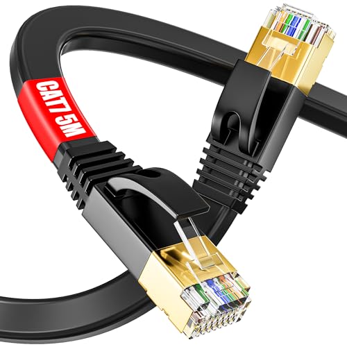 LAN Kabel 5 Meter, Cat 7 LAN Kabel 5m Flach Netzwerkkabel Gigabit Ethernet Kabel 5m - Schirmung, Cat7 Rohkabel mit RJ45 Stecker - Switch Router Access Point LAN Kabel 5 Meter, Cat 7 LAN Kabel 5m Flach Netzwerkkabel Gigabit Ethernet Kabel 5m - Schirmung, Cat7 Rohkabel mit RJ45 Stecker - Switch Router Access Point von Soibke
