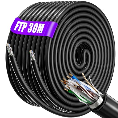 Soibke Lan Kabel 30 meter, Cat 6 Verlegekabel 30m Netzwerkkabel FTP Anti-Interferenz 23AWG Installationskabel, Gigabit Ethernet Kabel Außen Innen Wasserdicht - Schwarz Soibke Lan Kabel 30 meter, Cat 6 Verlegekabel 30m Netzwerkkabel FTP Anti-Interferenz 23AWG Installationskabel, Gigabit Ethernet Kabel Außen Innen Wasserdicht - Schwarz von Soibke