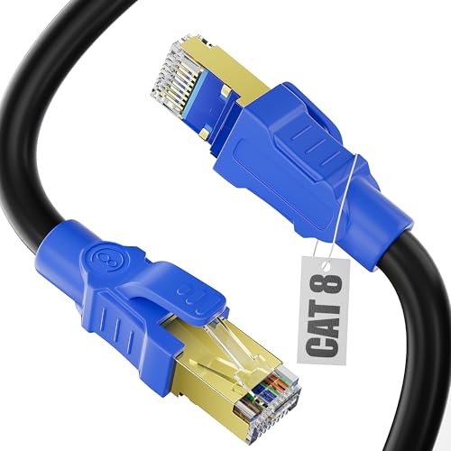 Soibke Cat 8 LAN Kabel 2m, Highspeed Schwarz Netzwerkkabel 40Gbps 2000MHz Ethernet Kabel Hochgeschwindigkeits Patchkabel FTP Geschirmt Internet Kabel RJ45 Wlan Kabel für Modem Router von Soibke