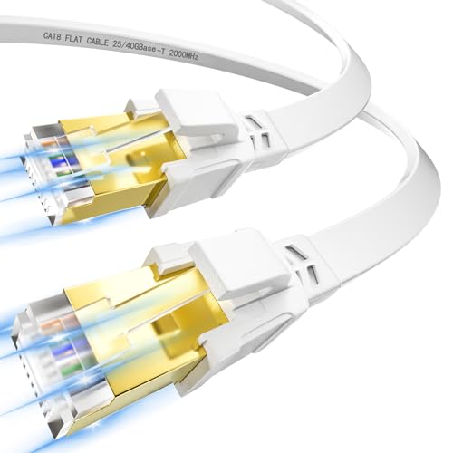 Soibke Cat 8 LAN Kabel 3m, Hochgeschwindigkeit 40Gbps Netzwerkkabel Ethernet Kabel 3 meter Flach RJ45 2000MHz Geschirmt Internet Kabel, Wlan Kabel 3m Weiß Gigabit Patchkabel für Modem Router Soibke Cat 8 LAN Kabel 3m, Hochgeschwindigkeit 40Gbps Netzwerkkabel Ethernet Kabel 3 meter Flach RJ45 2000MHz Geschirmt Internet Kabel, Wlan Kabel 3m Weiß Gigabit Patchkabel für Modem Router von Soibke