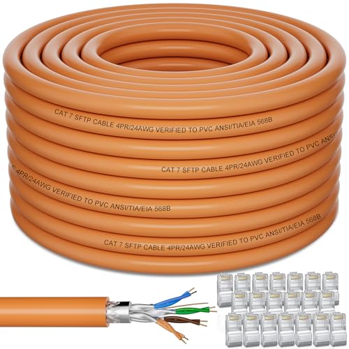 LAN Kabel 120meter, Cat 7 Netzwerkkabel Verlegekabel Schirmung Ethernet Kabel, High Speed Wlan Kabel 10000Mbit/s Internetkabel Gigabit Patchkabel LSZH 24AWG S/FTP Installationskabel für Router Modem von Soibke