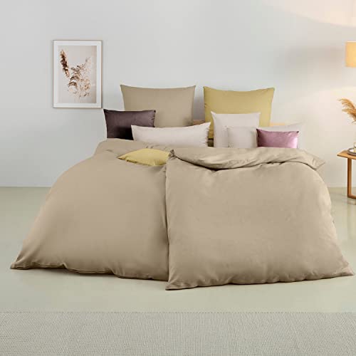 Soifox Bettwäsche 135x200 4teilig Sandy Beige - Sets aus Mikrofaser bügelfrei & knitterfrei Bettbezug 2er Set + Kissenbezug 2er Set 80x80 mit Reißverschluss von Soifox