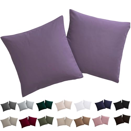 Soifox Kissenbezug 40x40 2er Set - Grauviolett kopfkissenbezug Für Kissen 40 x 40 cm 100% Mikrofaser Resistent und Hypoallergen Kissenbezüge mit Reißverschluss von Soifox