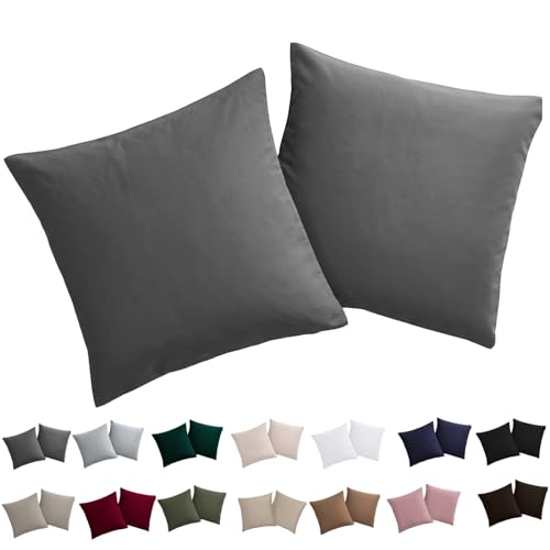 Soifox Kissenbezug 40x40 2er Set - Kopfkissenbezug 40 x 40 Anthrazit 100% Mikrofaser bügelfrei & knitterfrei mit Reißverschluss Soifox Kissenbezug 40x40 2er Set - Kopfkissenbezug 40 x 40 Anthrazit 100% Mikrofaser bügelfrei & knitterfrei mit Reißverschluss von Soifox