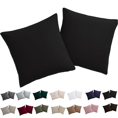 Soifox Kissenbezug 40x40 2er Set - Kopfkissenbezug 40 x 40 Schwarz 100% Mikrofaser bügelfrei & knitterfrei mit Reißverschluss Soifox Kissenbezug 40x40 2er Set - Kopfkissenbezug 40 x 40 Schwarz 100% Mikrofaser bügelfrei & knitterfrei mit Reißverschluss von Soifox