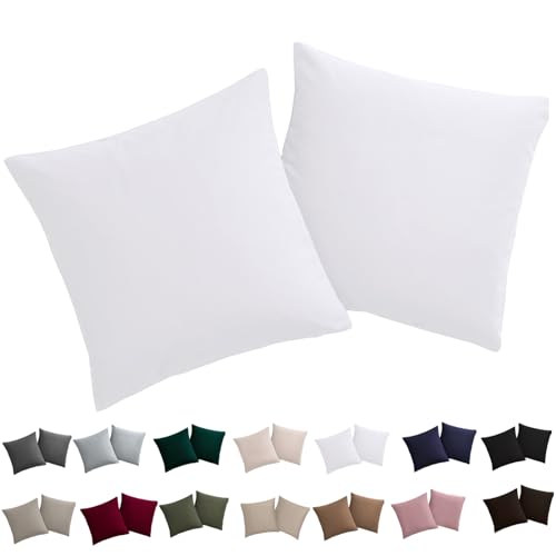 Soifox Kissenbezug 40x40 2er Set - Kopfkissenbezug 40 x 40 Weiß 100% Mikrofaser bügelfrei & knitterfrei mit Reißverschluss von Soifox