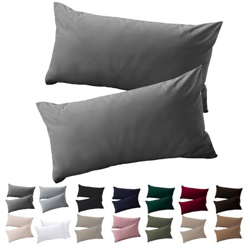 Soifox Kissenbezug 40x70 2er Set - Anthrazit kopfkissenbezug Für Kissen 40 x 70 cm 100% Mikrofaser Resistent und Hypoallergen Kissenbezüge mit Reißverschluss Soifox Kissenbezug 40x70 2er Set - Anthrazit kopfkissenbezug Für Kissen 40 x 70 cm 100% Mikrofaser Resistent und Hypoallergen Kissenbezüge mit Reißverschluss von Soifox