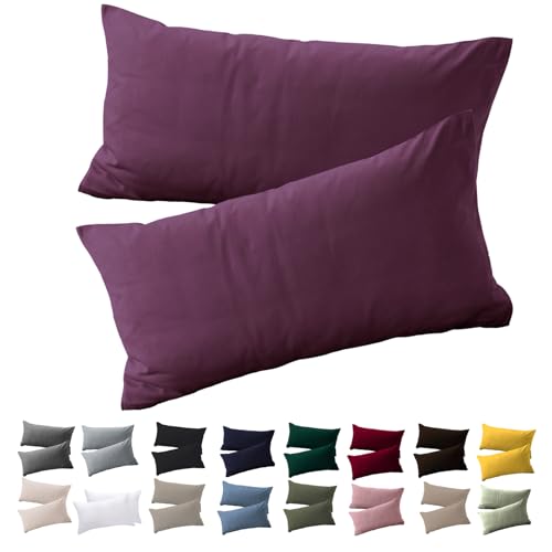Soifox Kissenbezug 40x70 2er Set - Lila kopfkissenbezug Für Kissen 40 x 70 cm 100% Mikrofaser Resistent und Hypoallergen Kissenbezüge mit Reißverschluss von Soifox