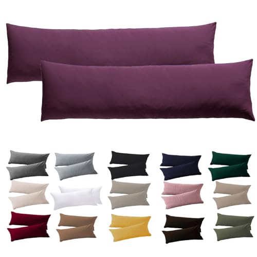 Soifox Seitenschläferkissen Bezug 40 x 145-2er Set Lila Kissenbezug mit Reißverschluss 100% Mikrofaser Resistent und Hypoallergen Kissenbezüge für Seitenschläferkissen von Soifox