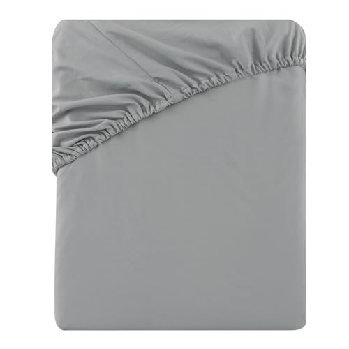 Soifox Spannbettlaken für King-Size-Bett, mit extra tiefer Tasche, 40 cm, weiches Mikrofaser-Spannbetttuch für Kingsize-Bett, 150 x 200 cm, Grau von Soifox