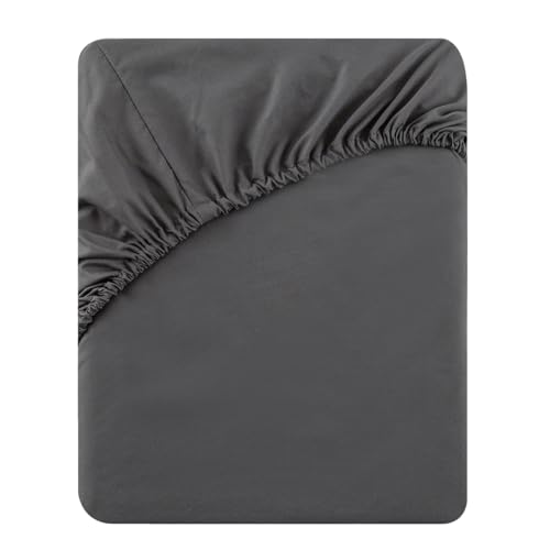 Soifox Spannbettlaken für Super-Kingsize-Bett, mit extra tiefer Tasche, 40 cm, weiches Mikrofaser-Spannbetttuch für Super-Kingsize-Bett, 180 x 200 cm, Dunkelgrau von Soifox