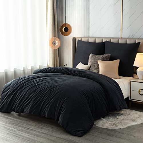 Soifox Winter Flanell Bettwäsche 180x200 - Anthrazit Flauschige und Warme Cashmere Touch Bettbezug + Kissenbezug 2er Set 80x80 cm mit Reißverschluss von Soifox