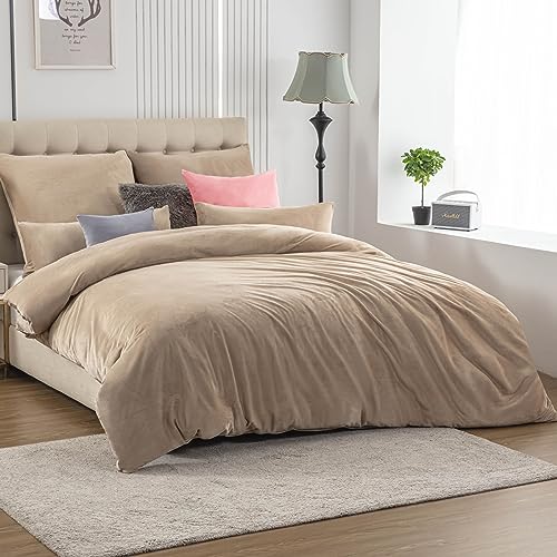 Soifox Winter Flanell Bettwäsche 180x200 - Sandy Beige Flauschige und Warme Cashmere Touch Bettbezug + Kissenbezug 2er Set 80x80 cm mit Reißverschluss von Soifox