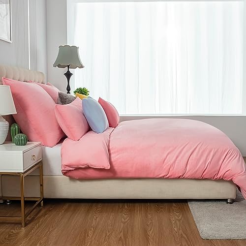Soifox Winter Flanell bettwäsche 135 x 200 - Rosa Flauschige und warme Cashmere Touch Bettbezug + Kissenbezug 80x80 cm mit Reißverschluss von Soifox
