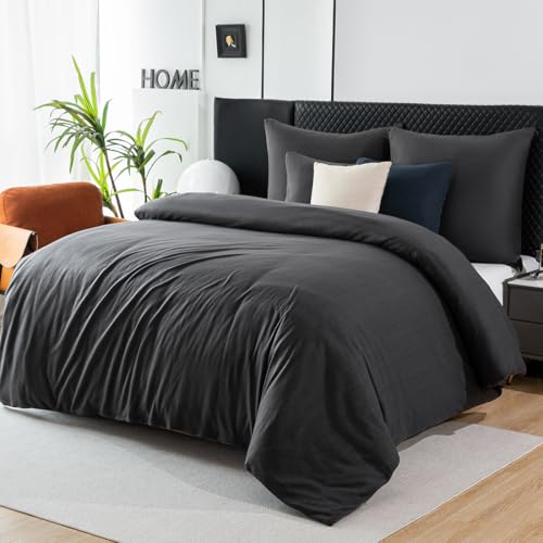 Soifox Winter Thermo Fleece Bettwäsche 200x200 Anthrazit, Flauschige und Warme Cashmere Touch Bettbezug + Kissenbezug 2er Set 80x80 cm mit Reißverschluss von Soifox