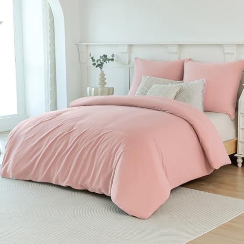 Soifox Winter Thermo Fleece Bettwäsche 200x200 Rosa, Flauschige und Warme Cashmere Touch Bettbezug + Kissenbezug 2er Set 80x80 cm mit Reißverschluss von Soifox