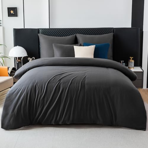 Soifox Winter Thermo Fleece Bettwäsche 200x220 Anthrazit, Flauschige und Warme Cashmere Touch Bettbezug + Kissenbezug 2er Set 80x80 cm mit Reißverschluss von Soifox