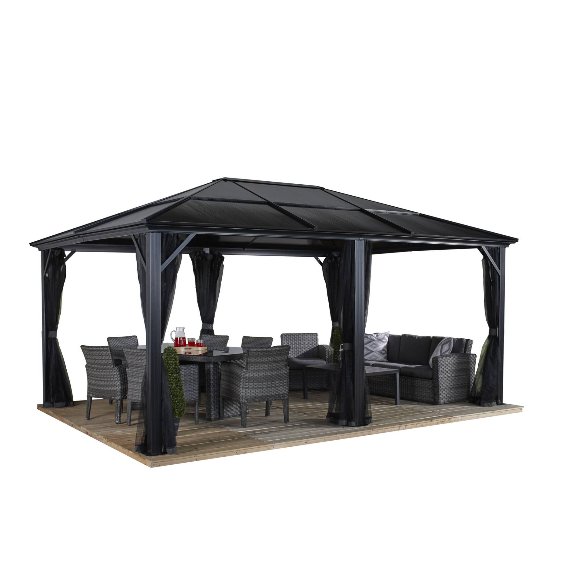 Sojag Pavillon 'Meridien 12 x 16' anthrazit 365 x 485 x 270 cm von Sojag