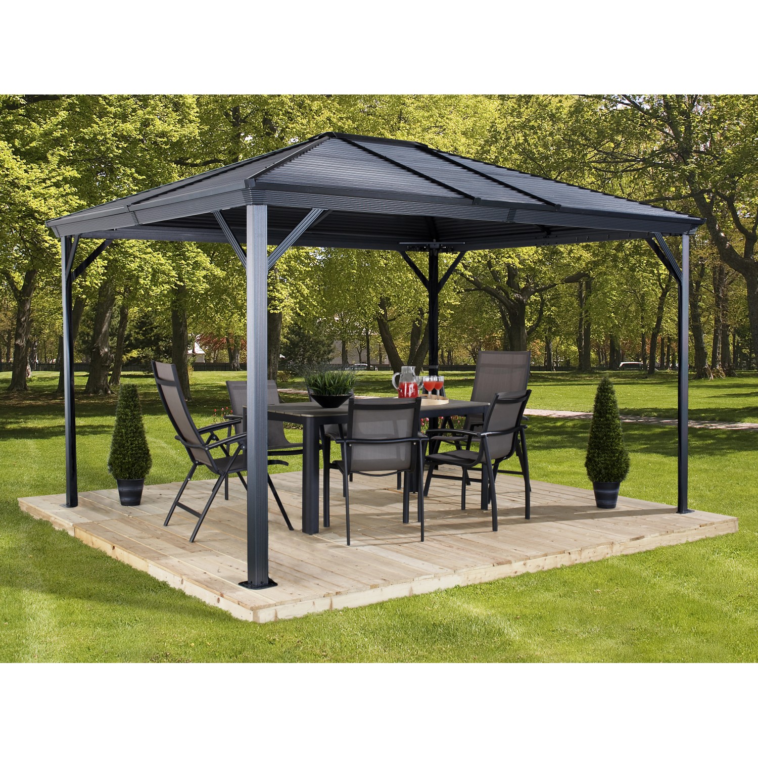 Sojag Pavillon Ventura Aluminium 423 cm x 296 cm x 261 cm Anthrazit Sojag Pavillon Ventura Aluminium 423 cm x 296 cm x 261 cm Anthrazit von Sojag