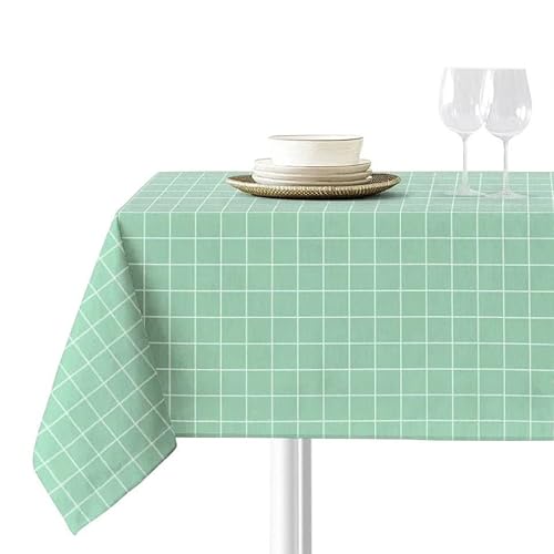 Sokios. Tischdecke Odin Mint. Hergestellt aus feinem Chenillegarn aus 100% Polyester, knitterfrei, verblasst Nicht und schrumpft Nicht. Tisch 90 x 240 cm (160 x 320 cm) von Sokios