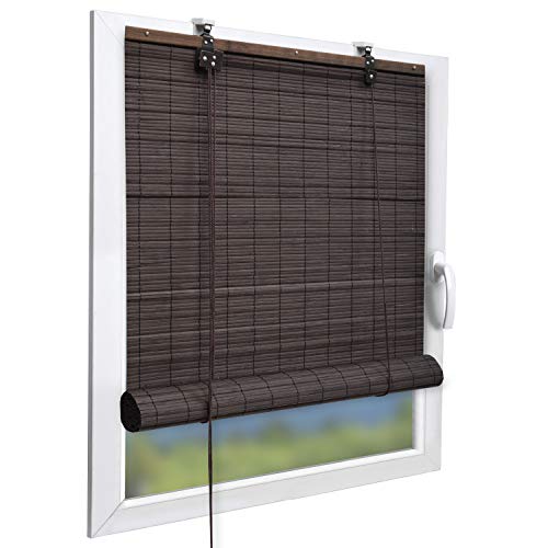 Sol Royal Bambusrollo 140 x 160cm SolDecor B86 - Sichtschutz Fenster Rollo Ohne Bohren - Raffrollo Bambus Inkl Klemmfix Träger - Holzrollo Natur mit Kindersicherheitsclip - Braun von Sol Royal