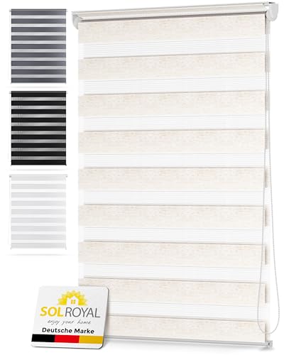 Sol Royal Doppelrollo 110 cm breit DL2 – Doppelrollo Klemmfix ohne Bohren 110x150 cm – Fensterrollo Innen Rollos für Fenster ohne Bohren – Sicht Sonnenschutz Duo Rollo Fenster Rollos für Innen Leinen von Sol Royal