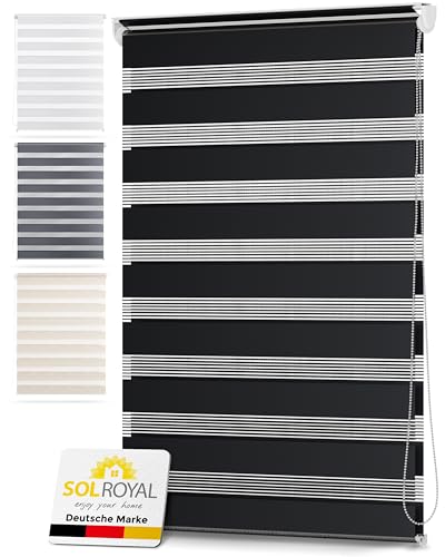 Sol Royal Doppelrollo 115 cm breit DL2 – Doppelrollo Klemmfix ohne Bohren 115x150 cm – Fensterrollo Innen Rollos für Fenster ohne Bohren – Sicht Sonnenschutz Duo Rollo Fenster Rollos für Innen Schwarz von Sol Royal