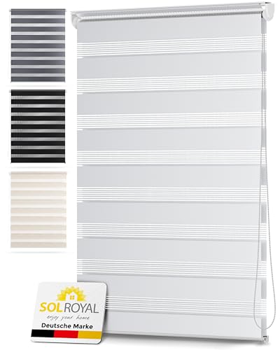 Sol Royal Doppelrollo 40 cm breit DL2 – Doppelrollo Klemmfix ohne Bohren 40x150 cm – Fensterrollo Innen Rollos für Fenster ohne Bohren – Sicht & Sonnenschutz Duo Rollo Fenster Rollos für Innen Weiß von Sol Royal