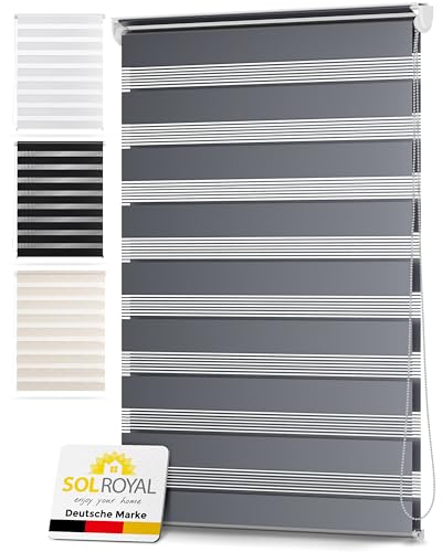 Sol Royal Doppelrollo 90 cm breit DL2 – Doppelrollo Klemmfix ohne Bohren 90x220 cm – Fensterrollo Innen Rollos für Fenster ohne Bohren – Sicht & Sonnenschutz Duo Rollo Fenster Rollos für Innen Grau von Sol Royal