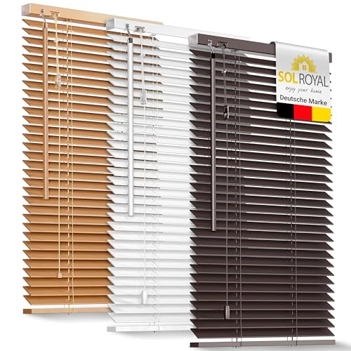 Sol Royal Holzjalousie SolDecor JH3 Jalousie aus Holz in Dunkelbraun - 60x130 cm Tür- und Fensterjalousie Holz umweltschonend produziert - Jalousien Blickschutz Fenster 3,5 cm breite Lamellen von Sol Royal