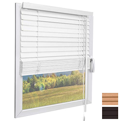 Sol Royal Holzjalousie SolDecor JH3 Jalousie aus Holz in Weiß - 140x160 cm Tür- und Fensterjalousie Holz umweltschonend produziert - Jalousien Blickschutz Fenster 3,5 cm breite Lamellen von Sol Royal