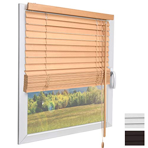 Sol Royal Holzjalousie SolDecor JH3 Jalousie aus Holz in Eichenoptik - 150x160 cm Tür- und Fensterjalousie Holz umweltschonend produziert - Jalousien Blickschutz Fenster 3,5 cm breite Lamellen von Sol Royal