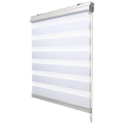 Sol Royal Kassetten Doppelrollo ohne Bohren SolDecor DK9 Duo Rollo Klemmfix 80 x 220 cm Premium Vario Rollo mit Klemmträger und extra breite Streifen - Weiß von Sol Royal