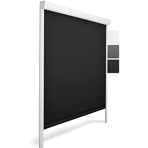 Sol Royal Kassettenrollo mit Führungsschiene SolReflect K24 60x175 cm Schwarz - Blackout Thermorollo seitliche Führungsschienen - Befestigung ohne Bohren - Verdunkelungsrollo 60cm breit von Sol Royal