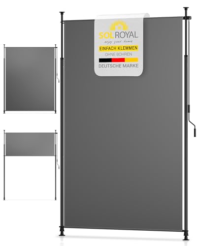 Sol Royal Klemmmarkise Senkrechtmarkise außen – Vertikalmarkise 200x310cm Sichtschutz & Sonnenschutz Balkon Markise ohne Bohren – Windschutz Garten Terrasse Handkurbel Anthrazit Wasserdicht KM5 von Sol Royal
