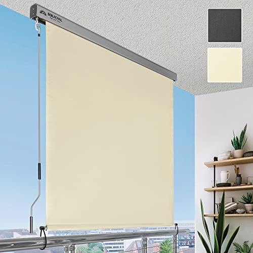 Sol Royal Senkrechtmarkise 140x250 cm MS5 Markise – Robuster Balkonsichtschutz Abnehmbare Handkurbel Wasserabweisender Sonnenschutz Terrasse Balkon Garten Wetterfeste Vertikalmarkise Beige von Sol Royal