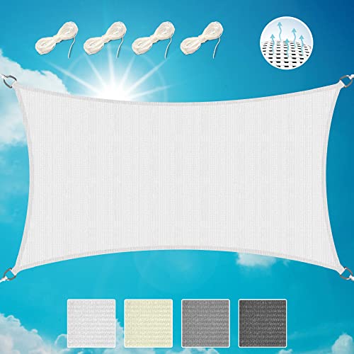 Sol Royal Sonnensegel rechteckig 2x4m Wasserdurchlässig HDPE Atmungsaktiver Balkon Terrasse Segeltuch UV Sonnenschutz Segel Garten Pool Camping Weiß – Shade Sails HS9 von Sol Royal