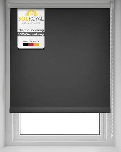 Sol Royal Thermorollo SolReflect T42 Verdunkelungsrollo 110x160 cm Rollo Anthrazit - Rollos für Fenster ohne Bohren mit Thermobeschichtung - Wärmeschutzrollo Thermo Rollo zum Klemmen, Klemmfix Rollo von Sol Royal