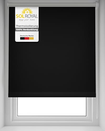 Sol Royal Thermorollo SolReflect T42 Verdunkelungsrollo 45x160 cm Rollo Schwarz - Rollos für Fenster ohne Bohren mit Thermobeschichtung - Wärmeschutzrollo Thermo Rollo zum Klemmen, Klemmfix Rollo von Sol Royal