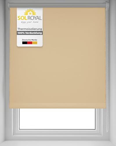Sol Royal Thermorollo SolReflect T42 Verdunkelungsrollo 50x160 cm Rollo Creme - Rollos für Fenster ohne Bohren mit Thermobeschichtung - Wärmeschutzrollo Thermo Rollo zum Klemmen, Klemmfix Rollo von Sol Royal