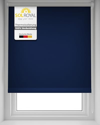 Sol Royal Thermorollo SolReflect T42 Verdunkelungsrollo 70x220 cm Rollo Blau - Rollos für Fenster ohne Bohren mit Thermobeschichtung - Wärmeschutzrollo Thermo Rollo zum Klemmen, Klemmfix Rollo von Sol Royal