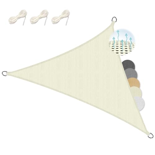 Sol Royal Sonnensegel dreieckig 7x7x7m Wasserdurchlässig HDPE Atmungsaktiver Balkon Terrasse Segeltuch UV Sonnenschutz Segel Garten Pool Camping Creme – Shade Sails HS9 von Sol Royal