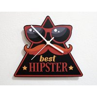 Bester Hipster Moustache Dreieck - Wanduhr von SolPixieDust